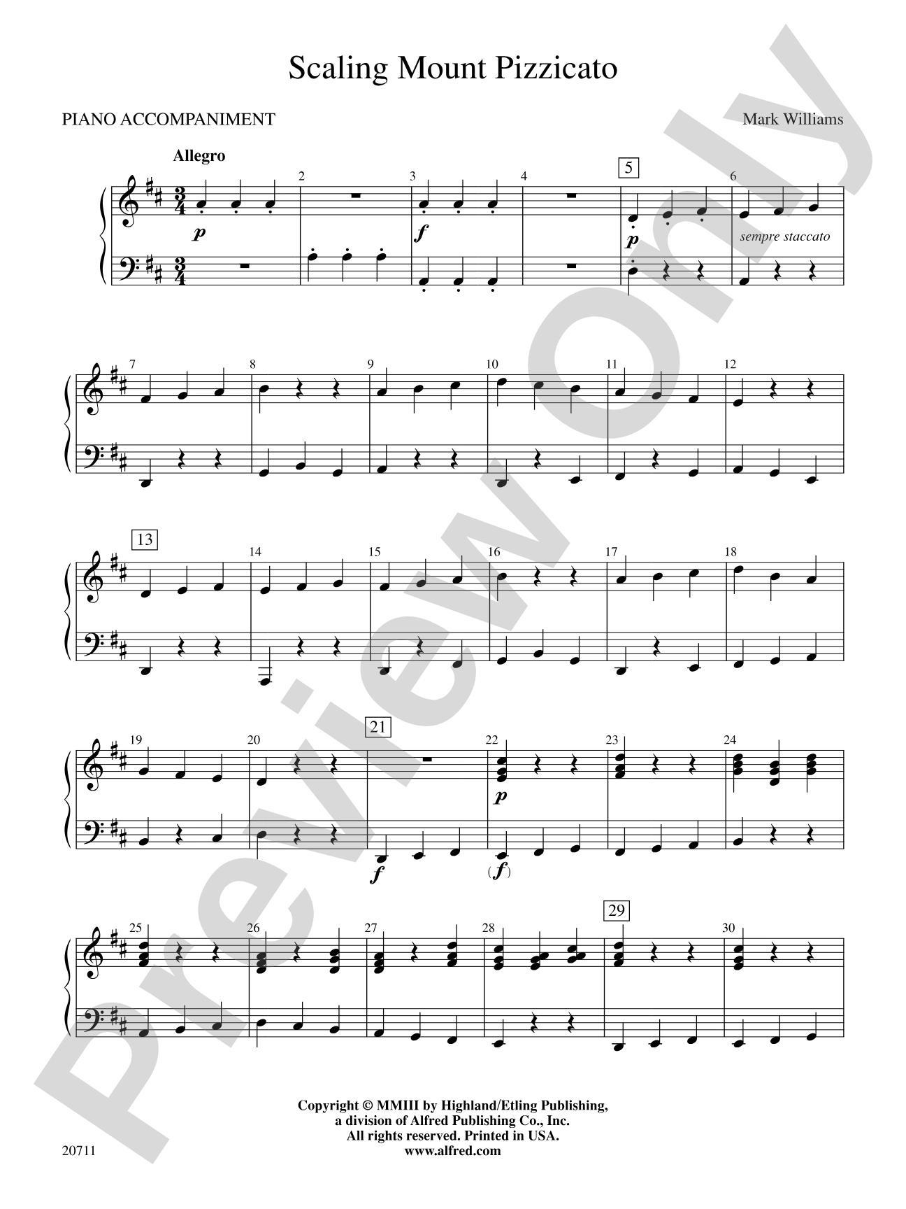 Scaling Mount Pizzicato: Piano Accompaniment
