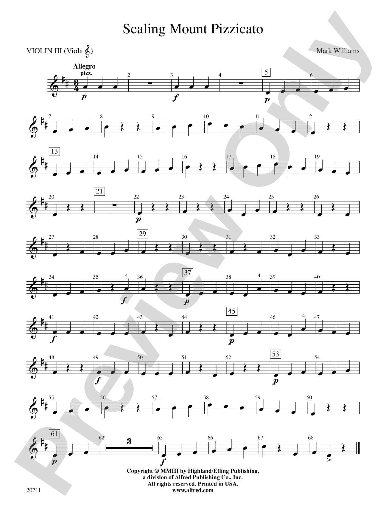 Scaling Mount Pizzicato: 3rd Violin (Viola [TC])