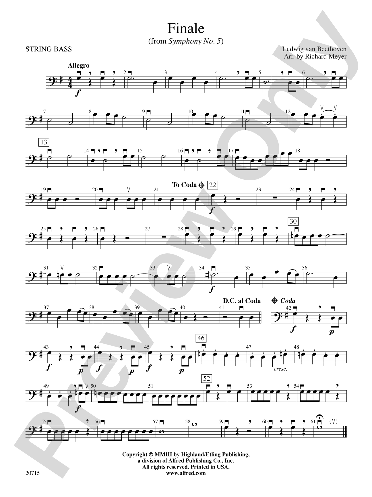 Finale (from Symphony No. 5): String Bass