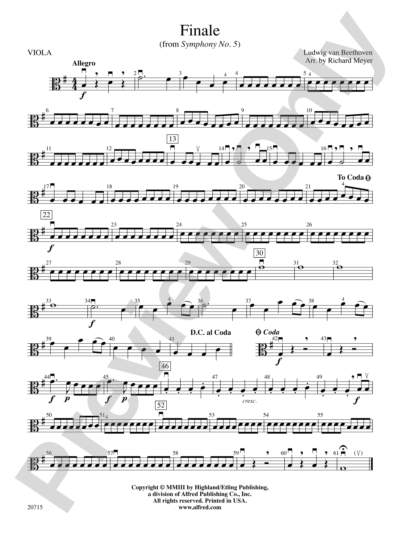 Finale (from Symphony No. 5): Viola