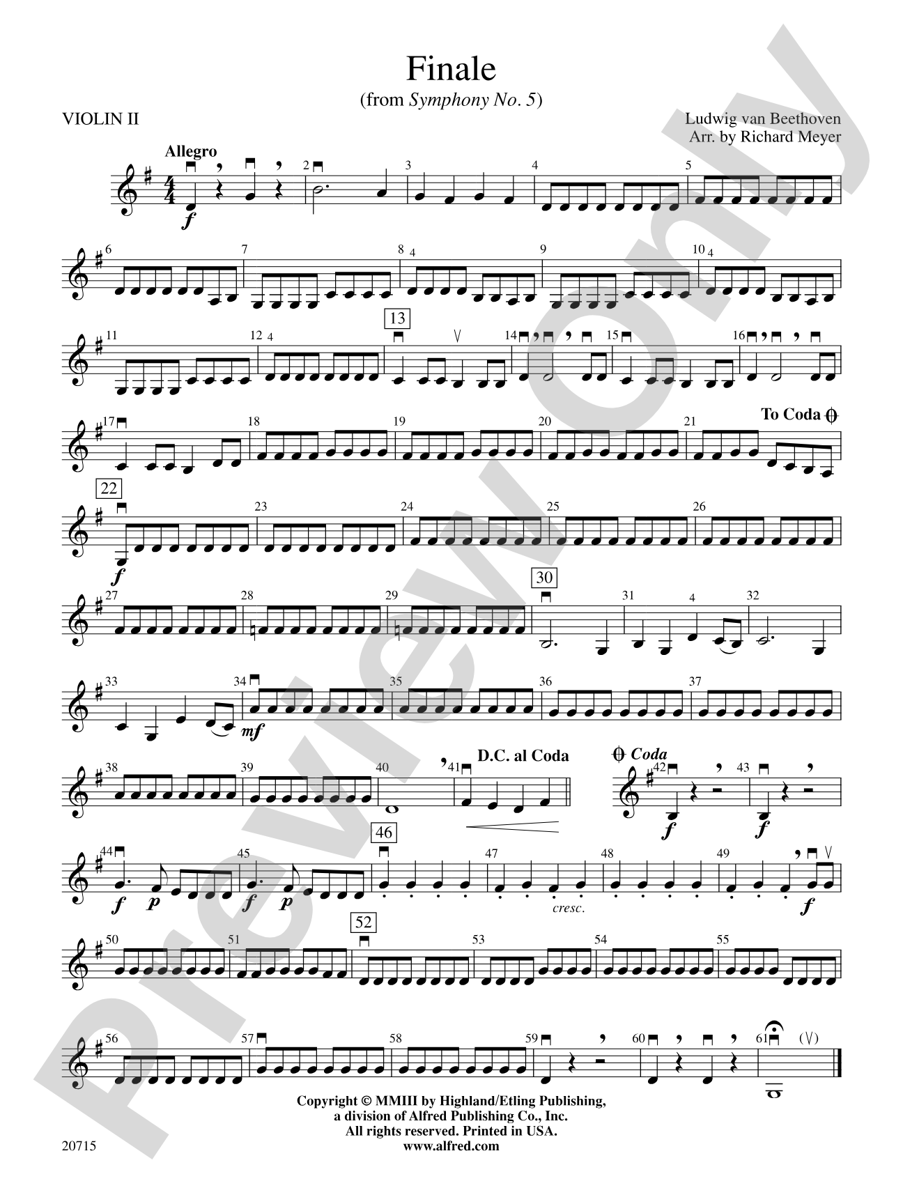 Finale (from Symphony No. 5): 2nd Violin