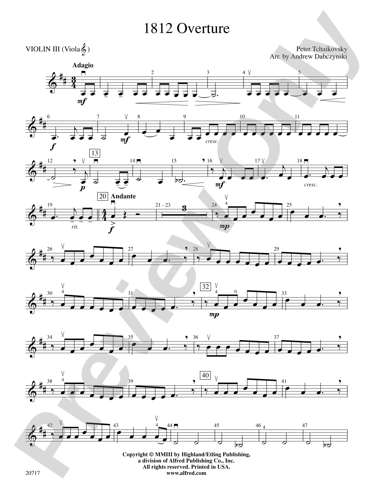 1812 Overture: 3rd Violin (Viola [TC])