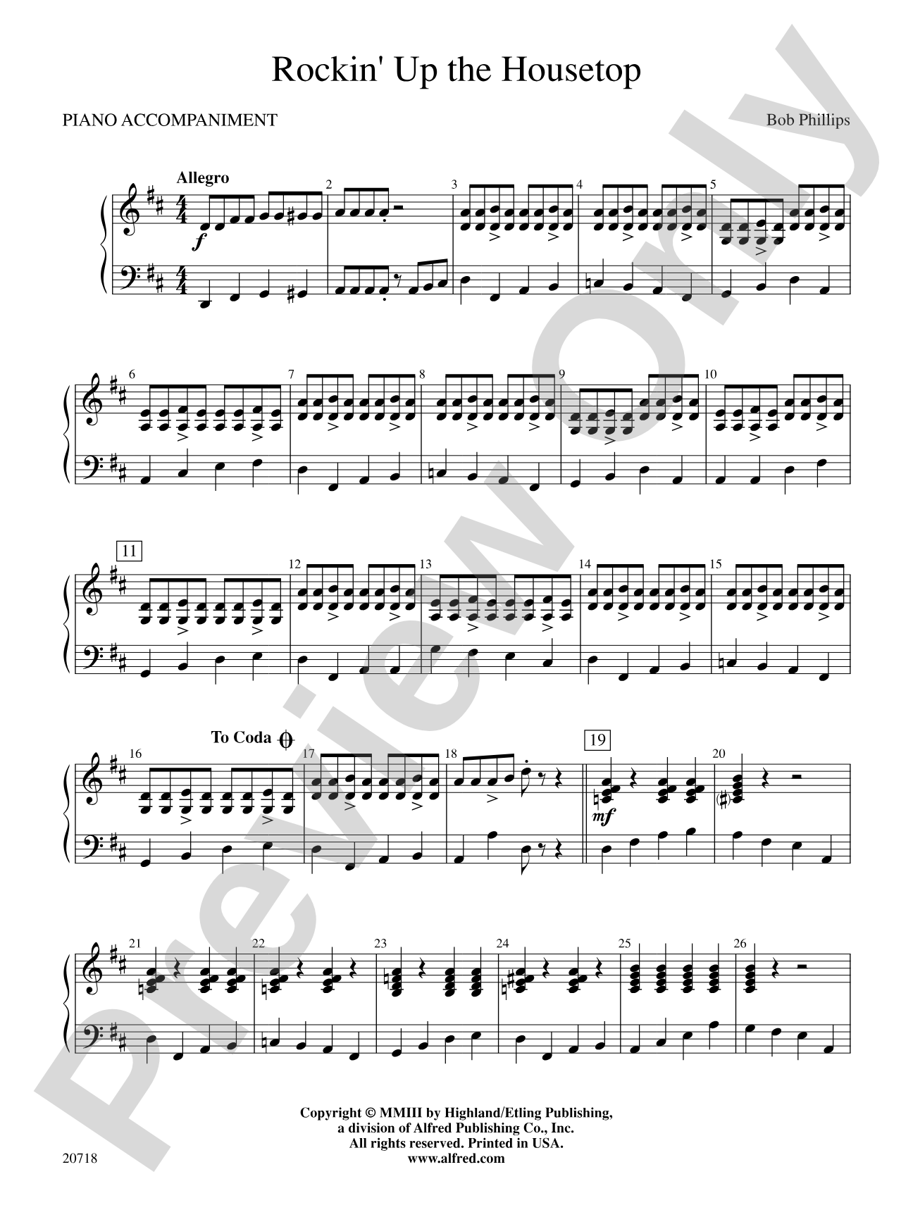 Rockin' Up the Housetop: Piano Accompaniment