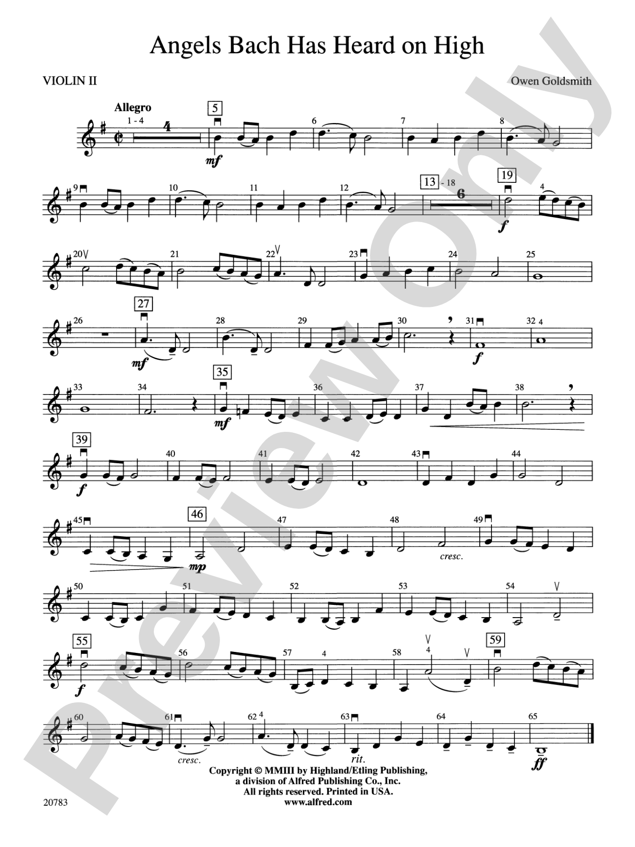 Angels Bach Has Heard on High: 2nd Violin