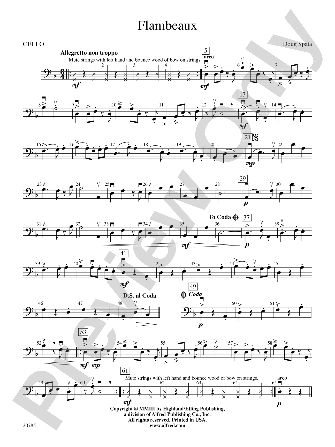 Flambeaux: Cello