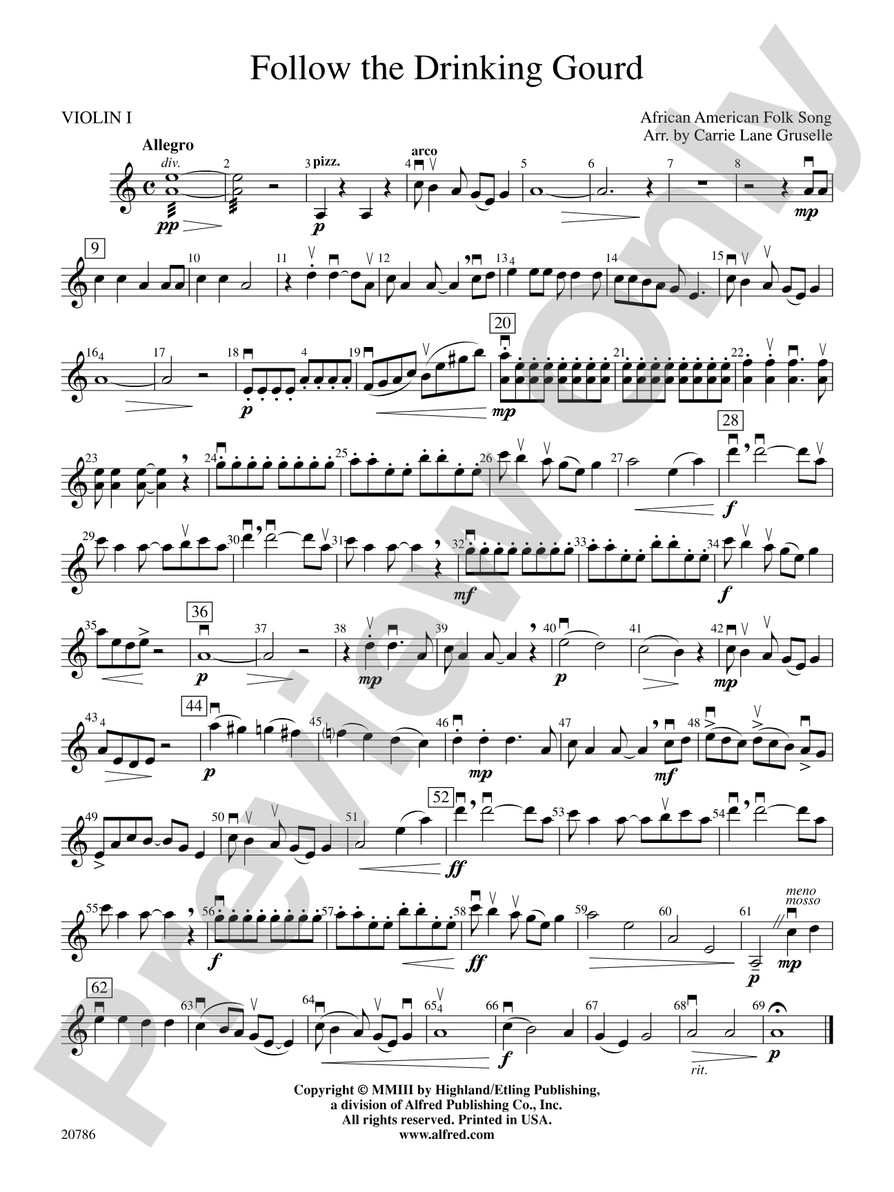 Follow the Drinking Gourd: 1st Violin