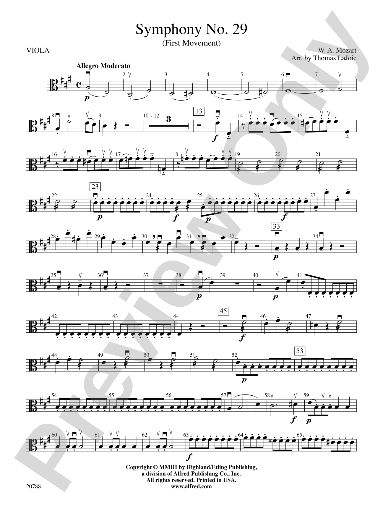 Symphony No. 29 (1st Movement): Viola