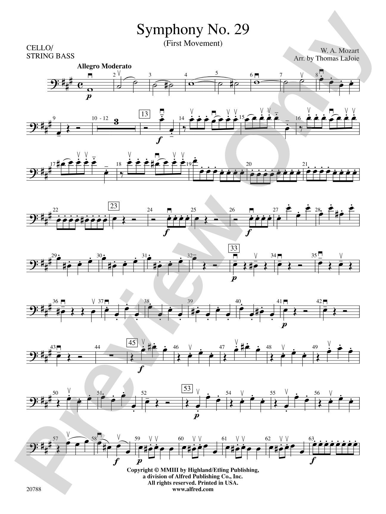 Symphony No. 29 (1st Movement): Cello