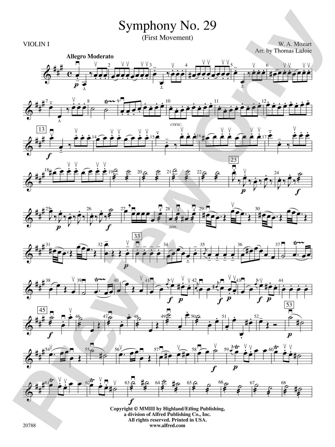 Symphony No. 29 (1st Movement): 1st Violin