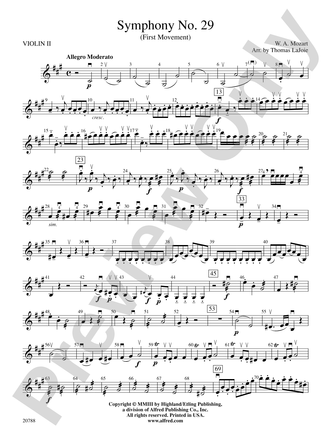 Symphony No. 29 (1st Movement): 2nd Violin