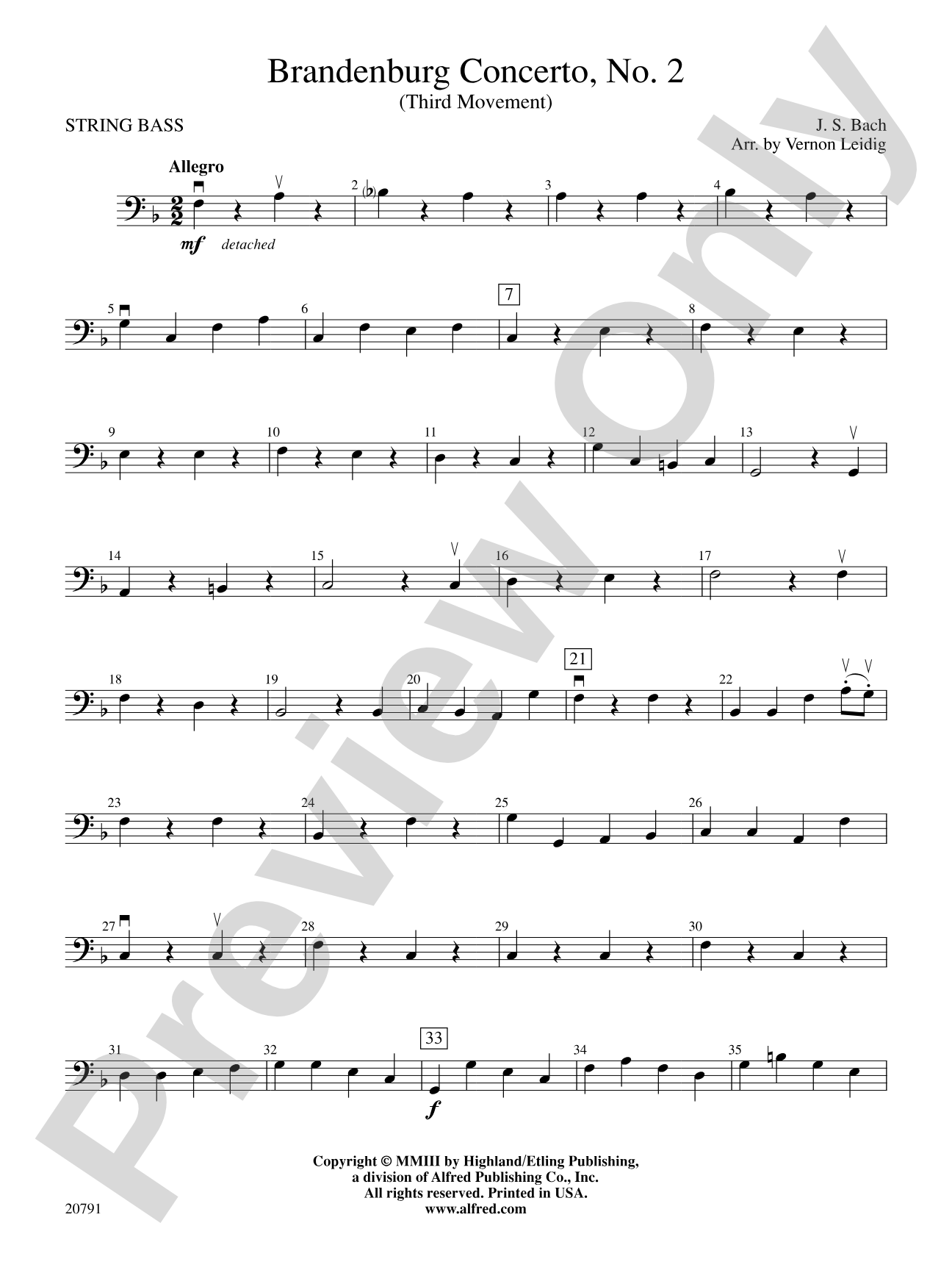 Brandenburg Concerto No. 2 (3rd Movement): String Bass