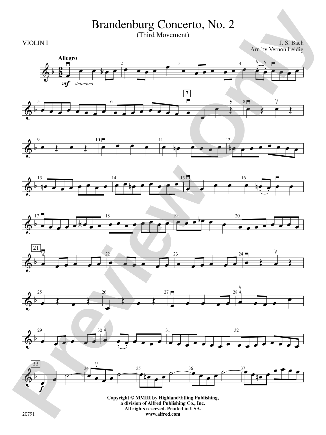 Brandenburg Concerto No. 2 (3rd Movement): 1st Violin