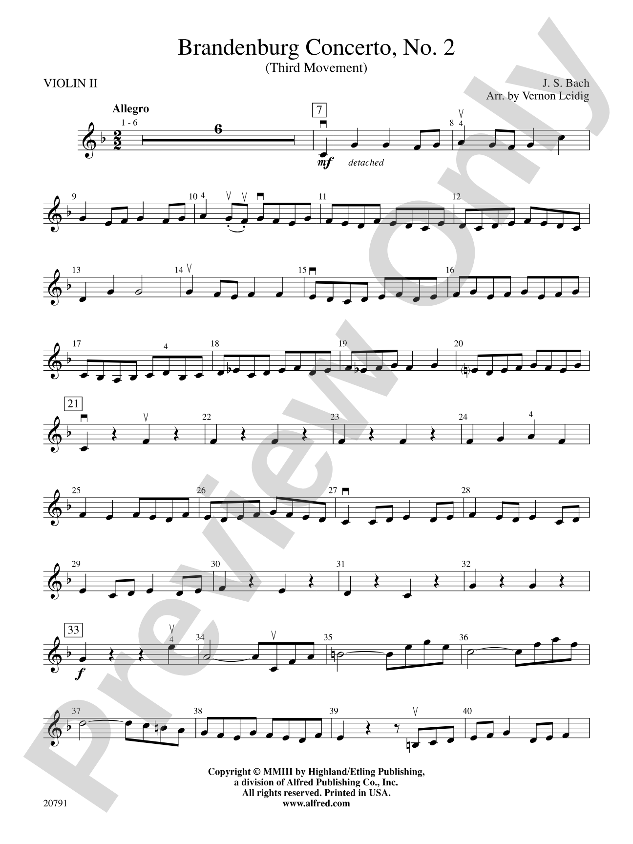 Brandenburg Concerto No. 2 (3rd Movement): 2nd Violin