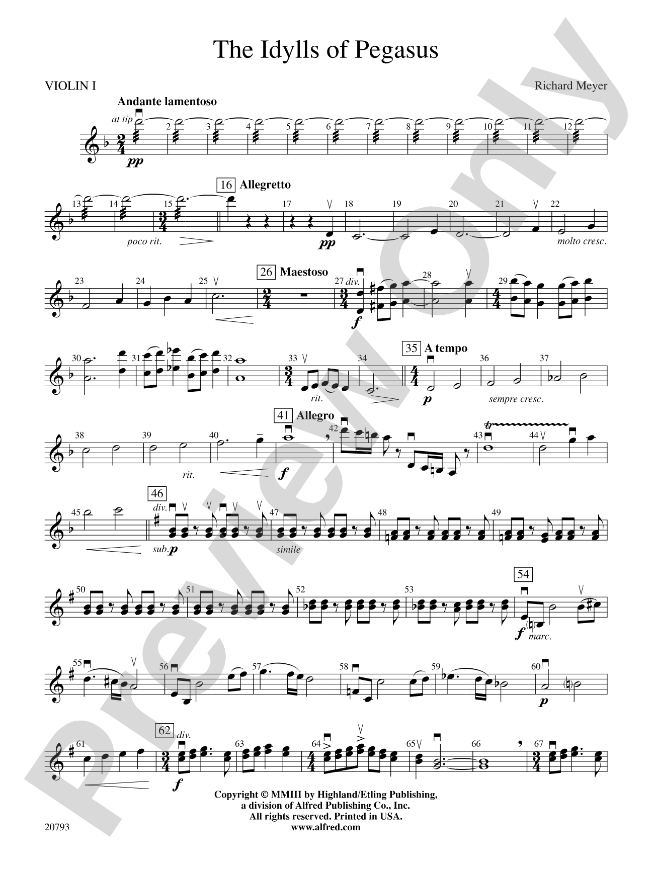 The Idylls of Pegasus: 1st Violin