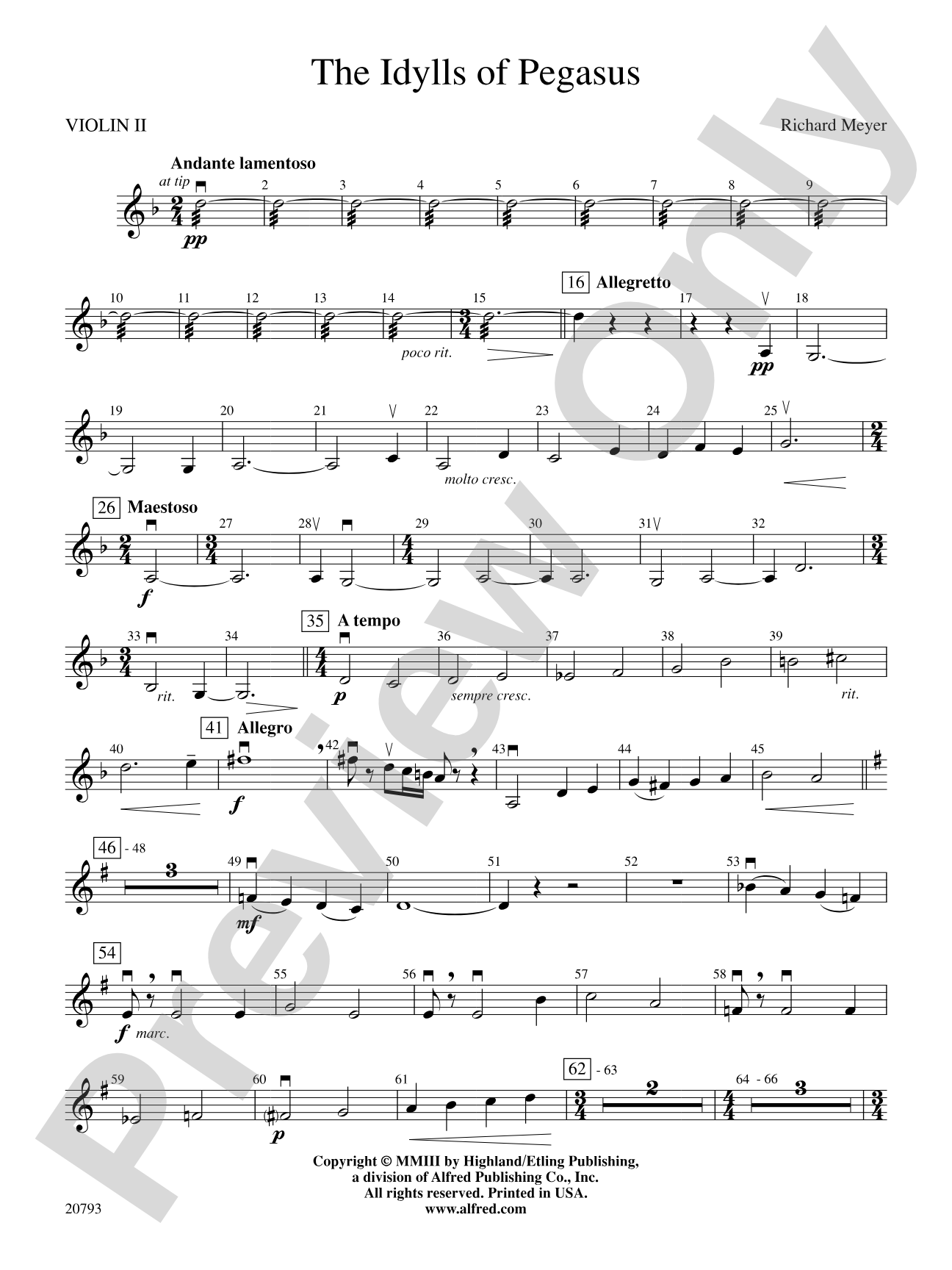 The Idylls of Pegasus: 2nd Violin