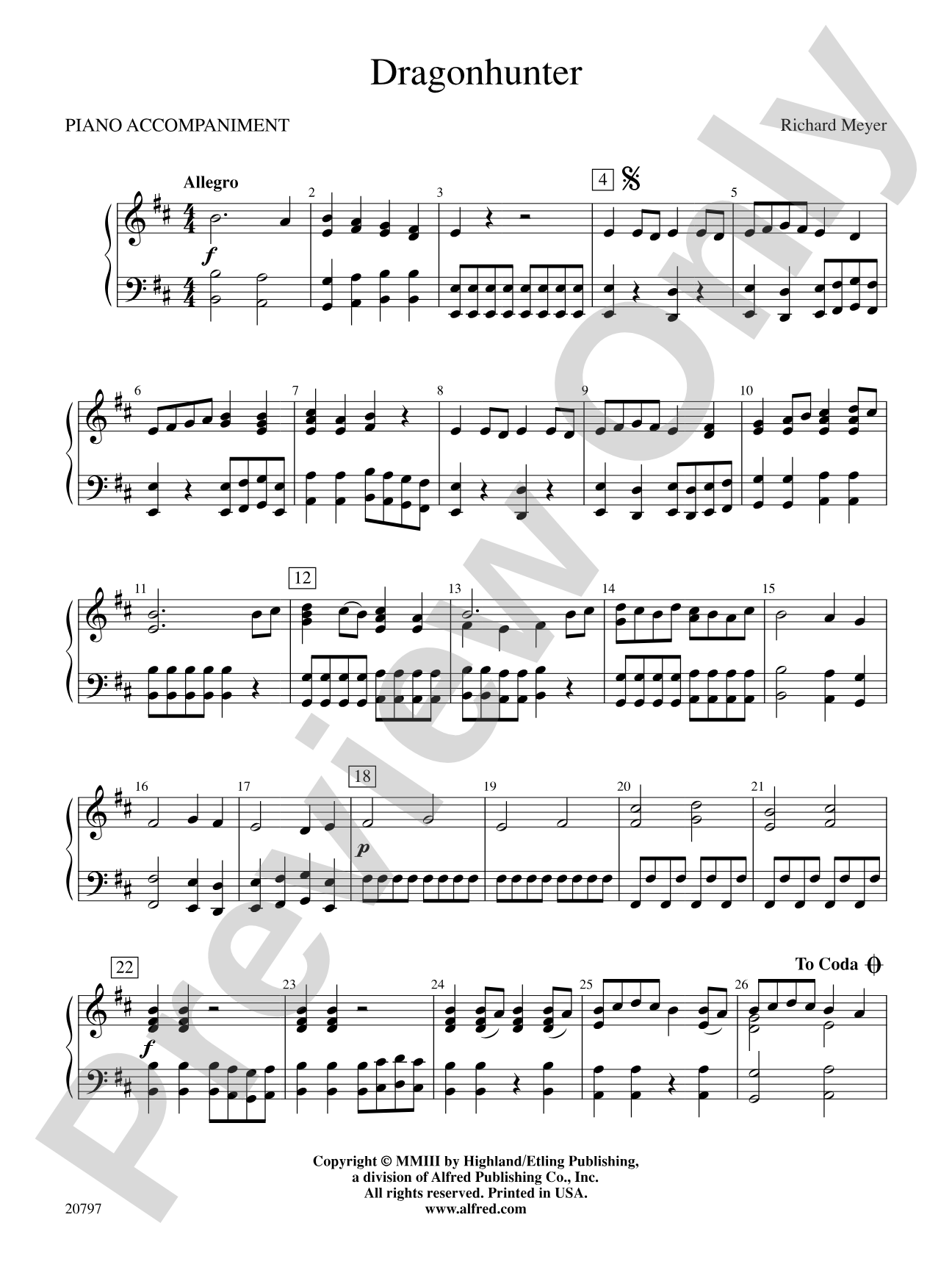 Dragonhunter: Piano Accompaniment