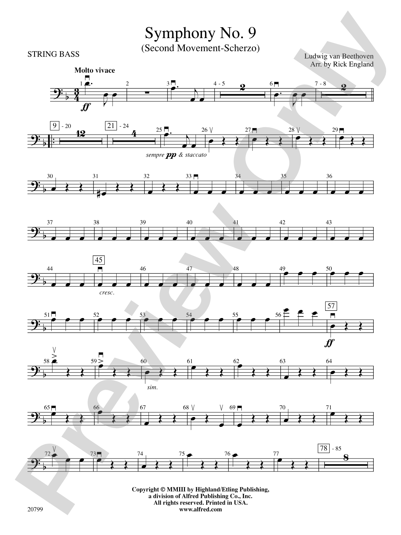Symphony No. 9 (2nd Movement): String Bass