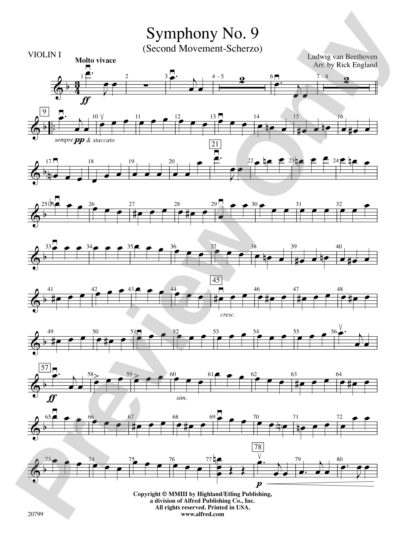 Symphony No. 9 (2nd Movement): 1st Violin