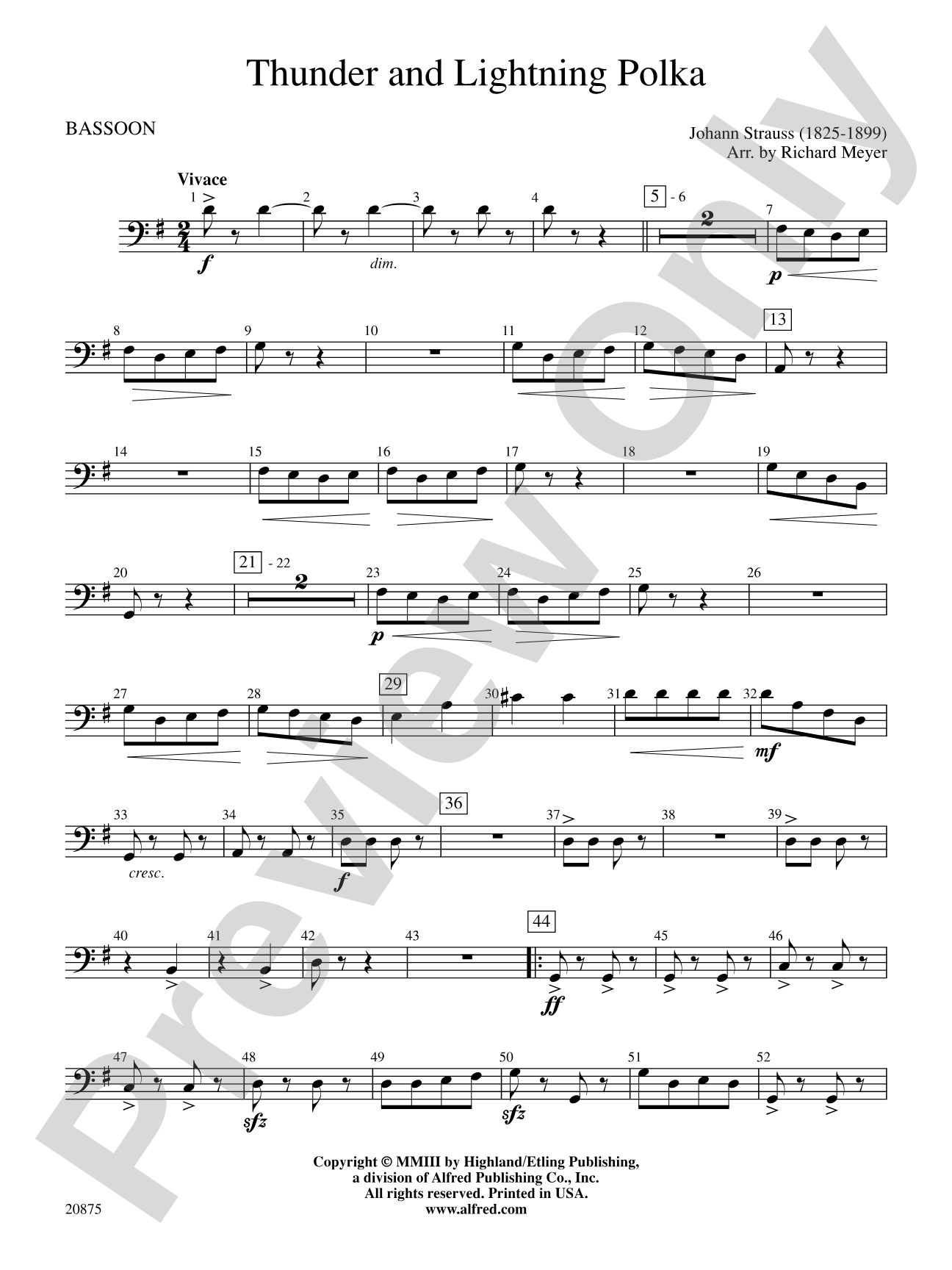 Thunder and Lightning Polka: Bassoon