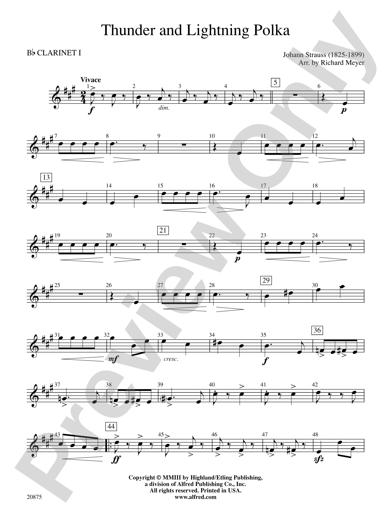 Thunder and Lightning Polka: 1st B-flat Clarinet