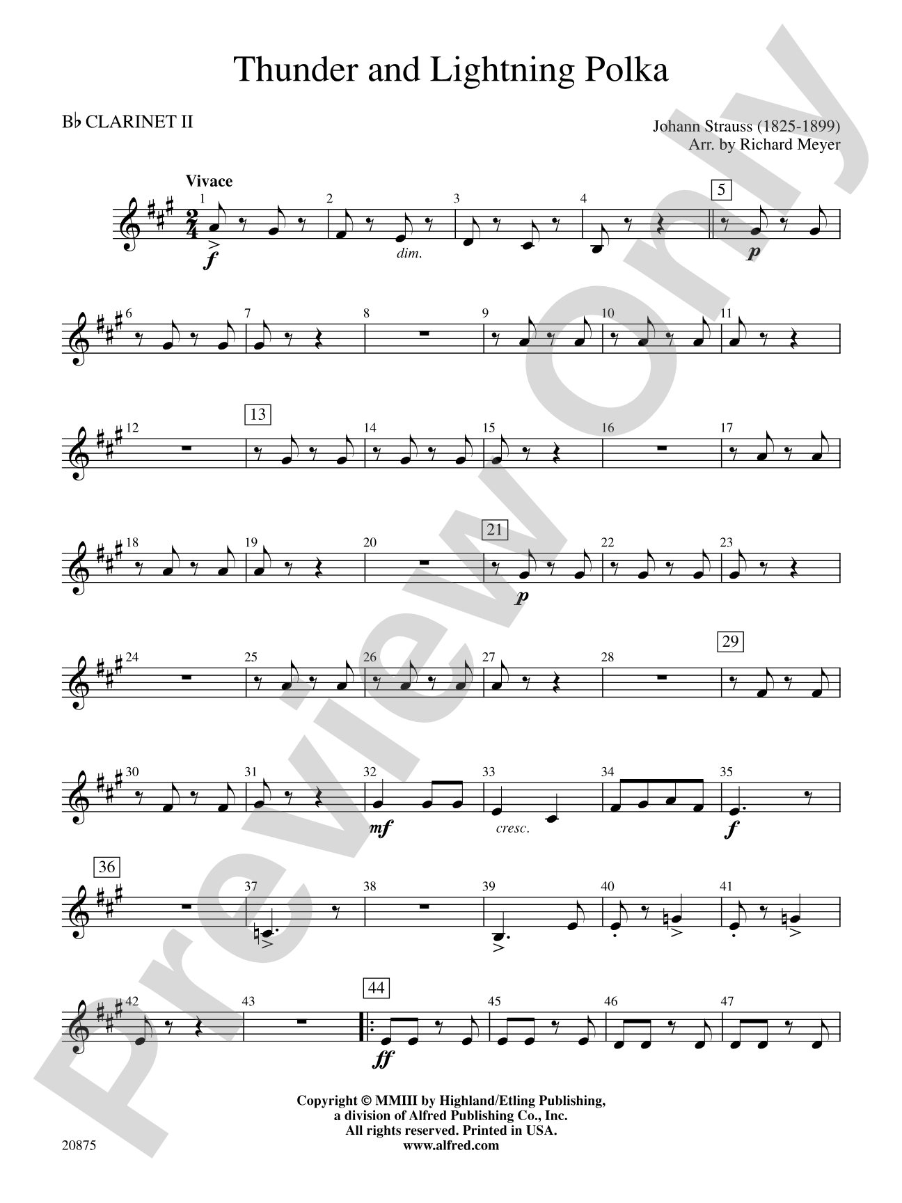 Thunder and Lightning Polka: 2nd B-flat Clarinet