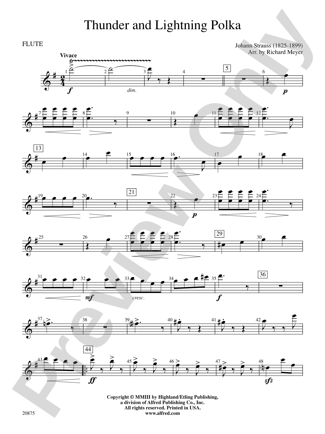 Thunder and Lightning Polka: Flute