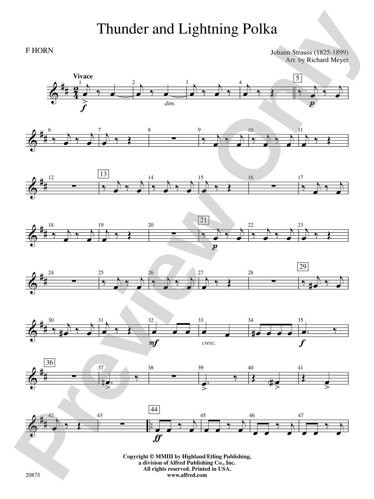 Thunder and Lightning Polka: 1st F Horn