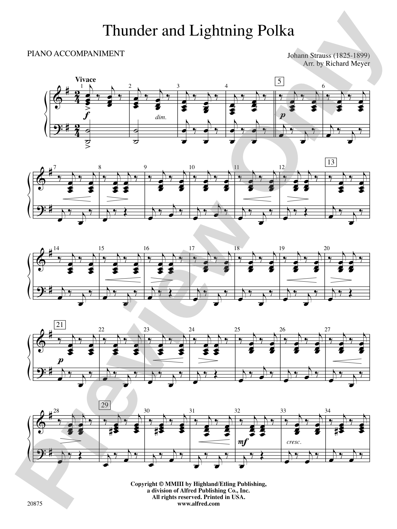 Thunder and Lightning Polka: Piano Accompaniment