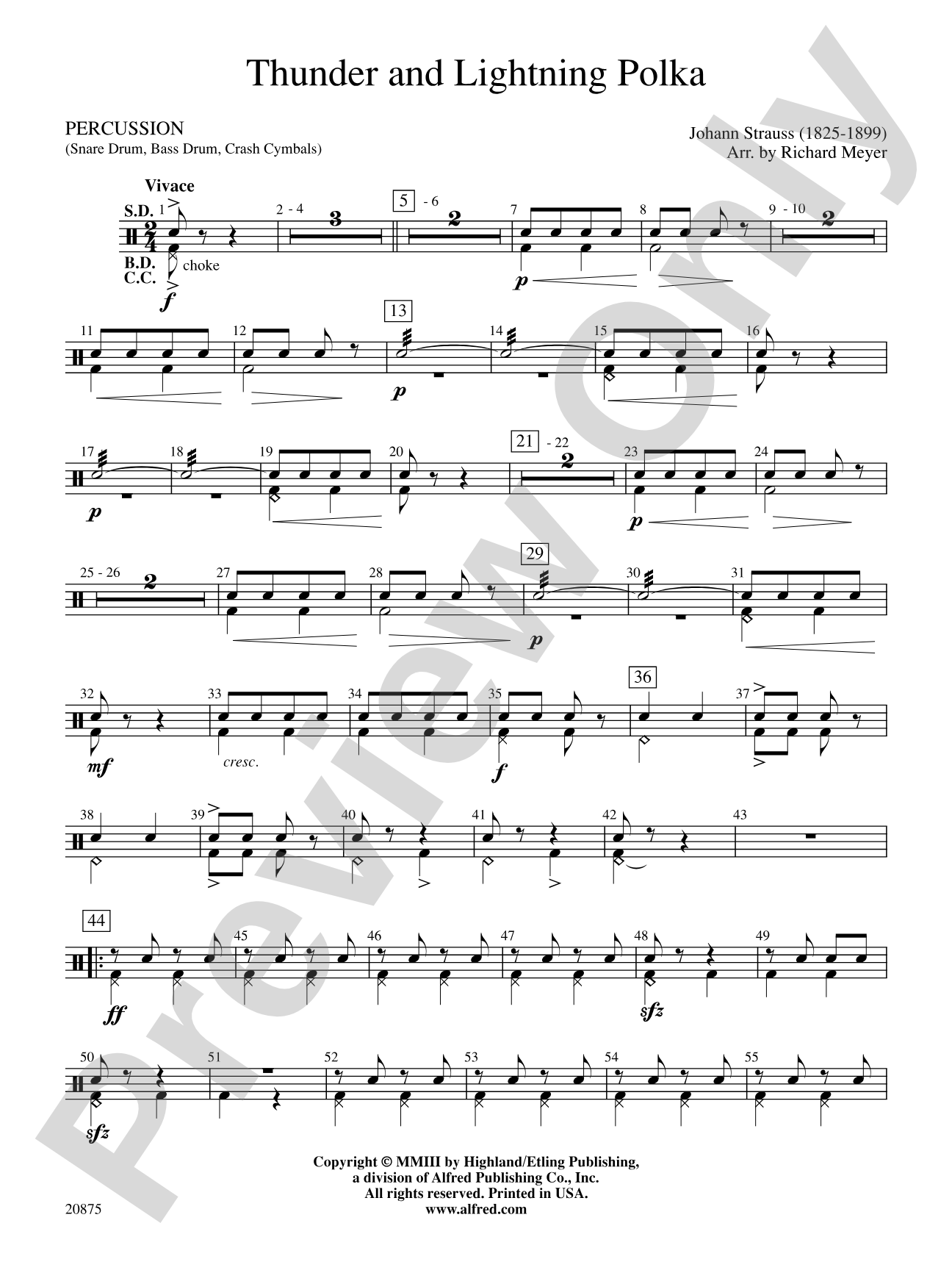 Thunder and Lightning Polka: 1st Percussion