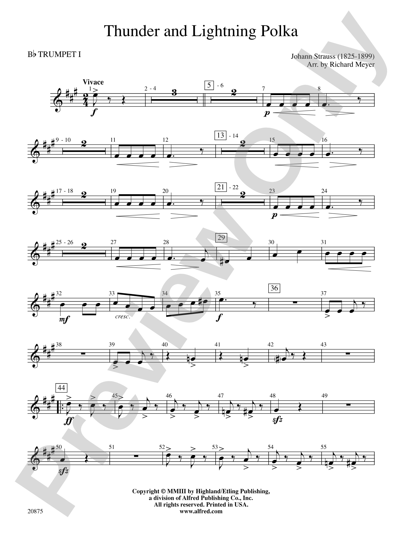 Thunder and Lightning Polka: 1st B-flat Trumpet