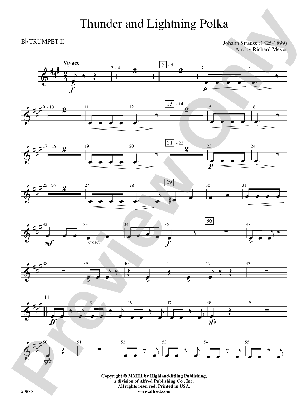 Thunder and Lightning Polka: 2nd B-flat Trumpet