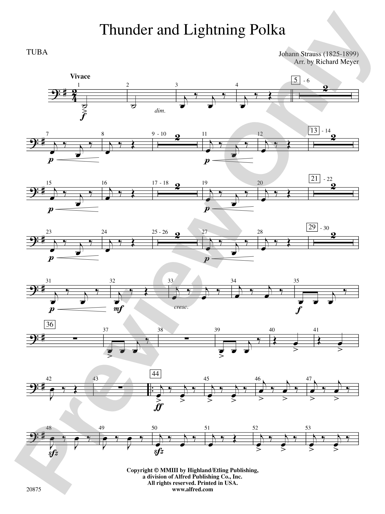 Thunder and Lightning Polka: Tuba