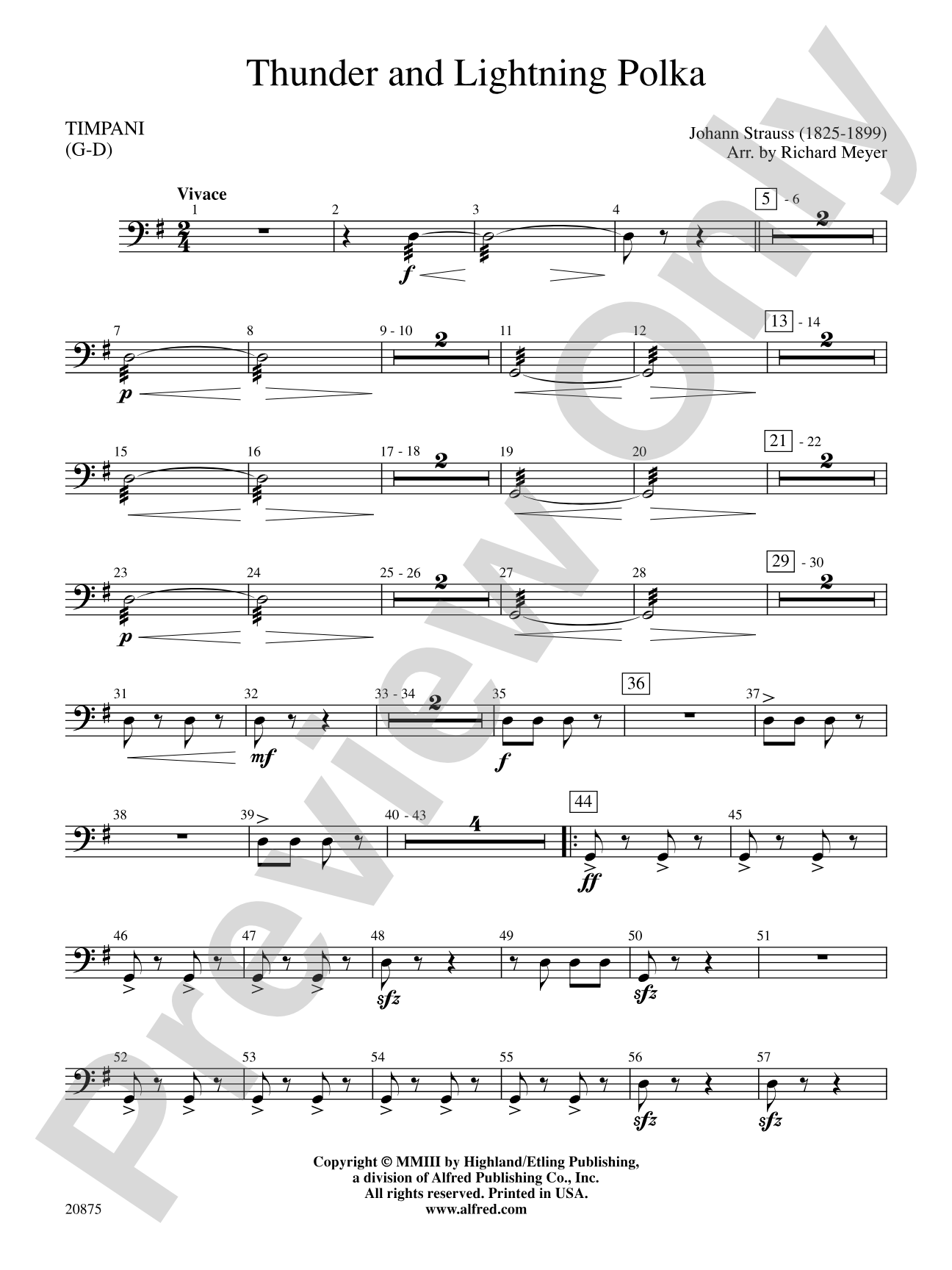 Thunder and Lightning Polka: Timpani