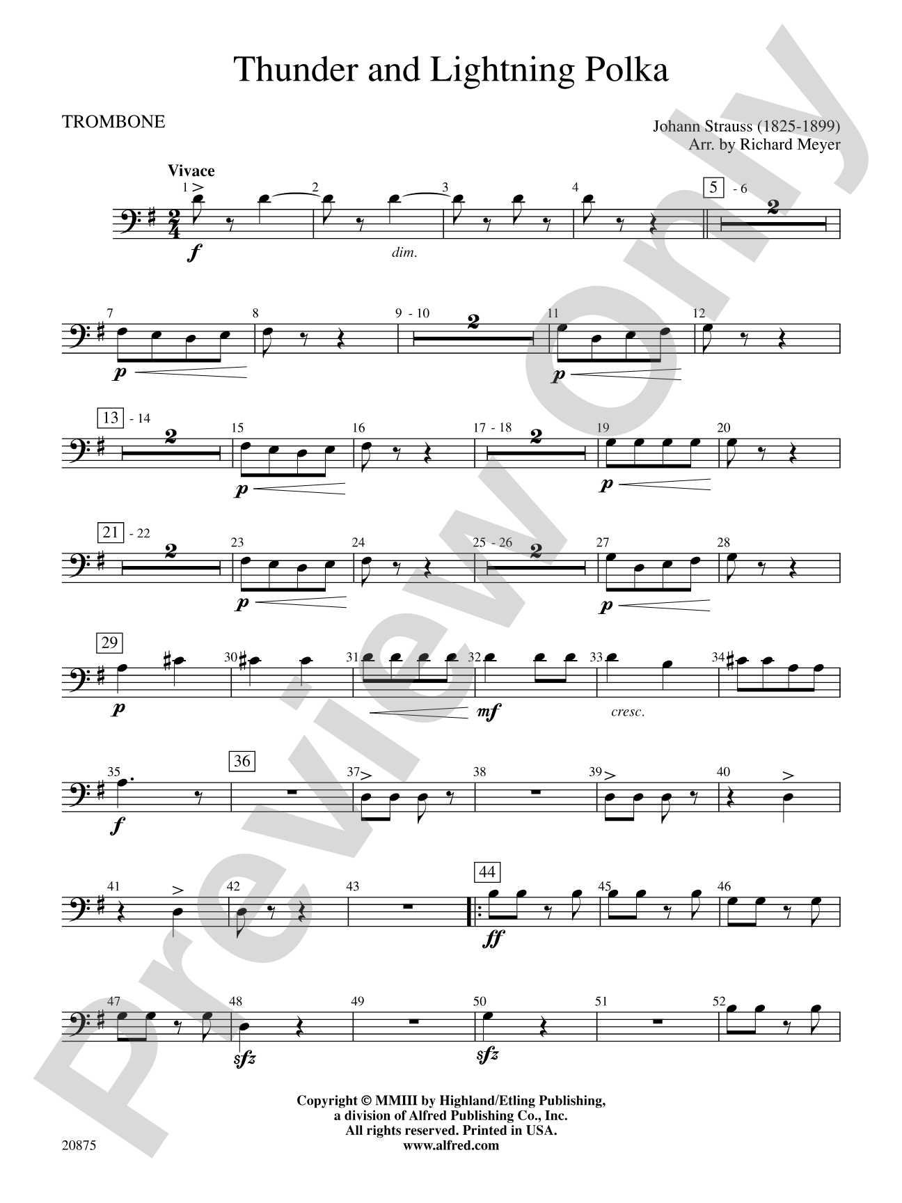 Thunder and Lightning Polka: 1st Trombone