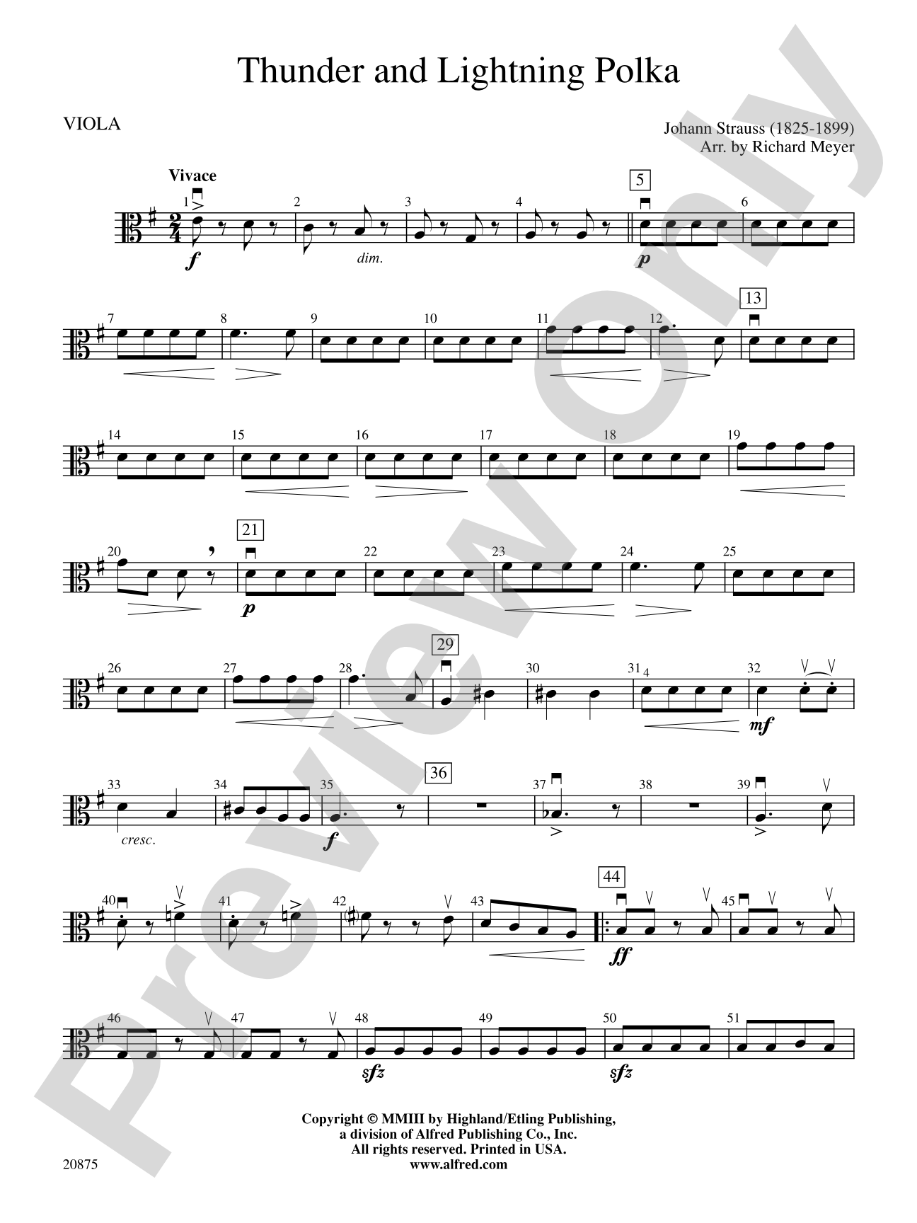 Thunder and Lightning Polka: Viola