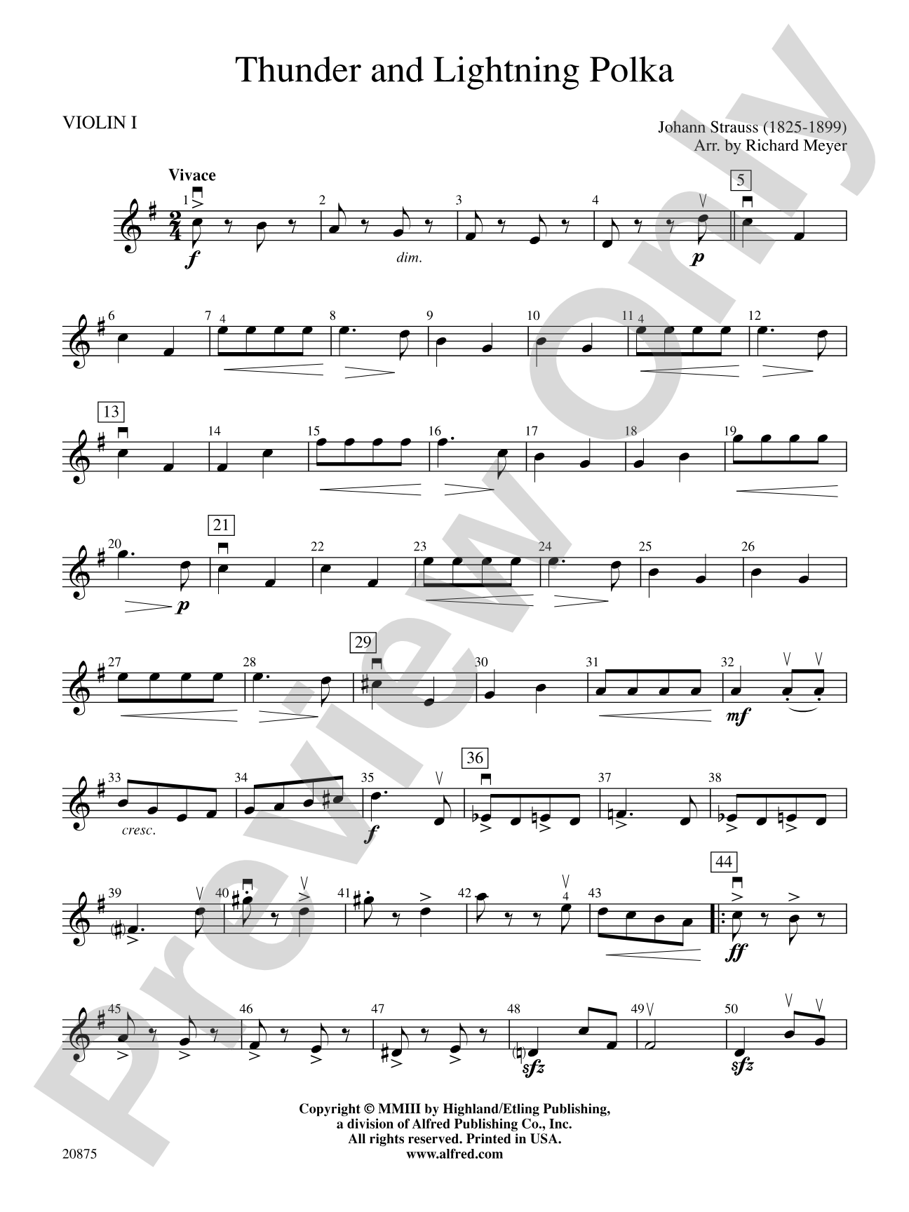 Thunder and Lightning Polka: 1st Violin
