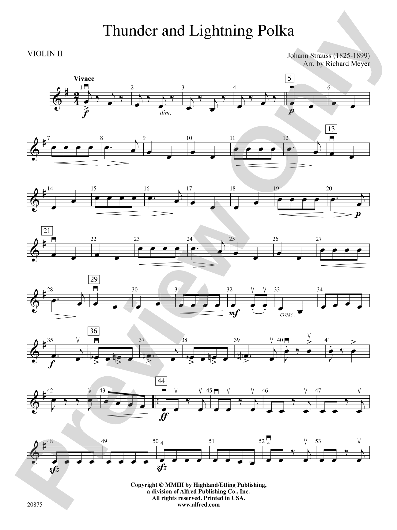 Thunder and Lightning Polka: 2nd Violin
