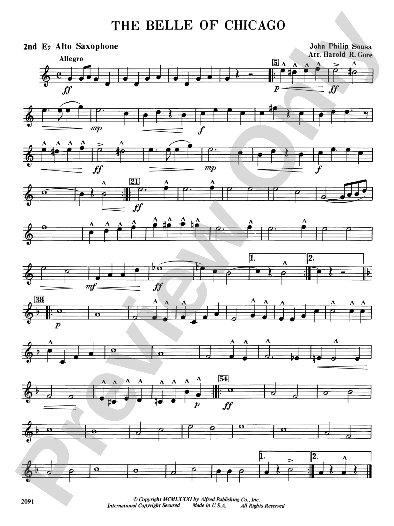 Belle of Chicago: 2nd E-flat Alto Saxophone