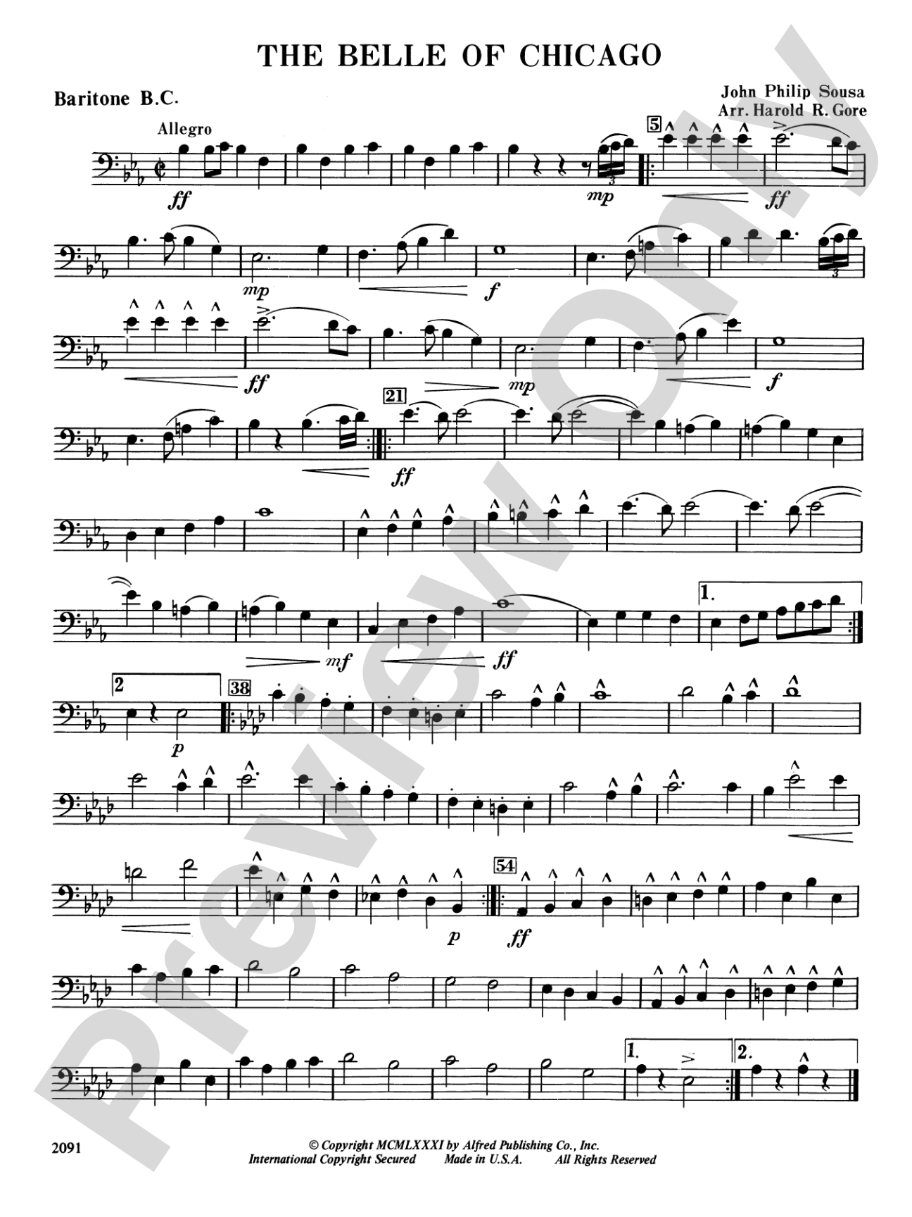 Belle of Chicago: Baritone B.C.