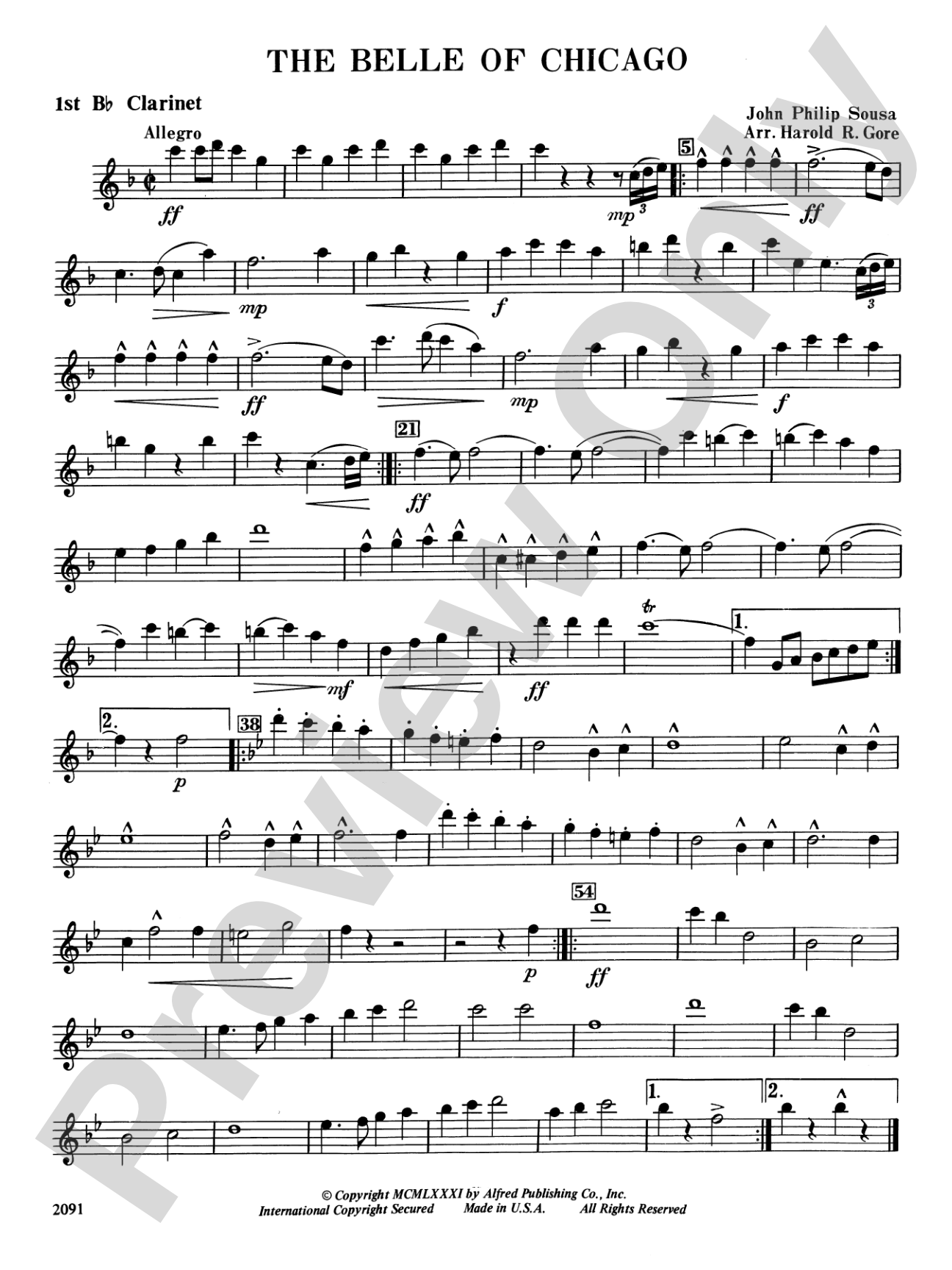 Belle of Chicago: 1st B-flat Clarinet
