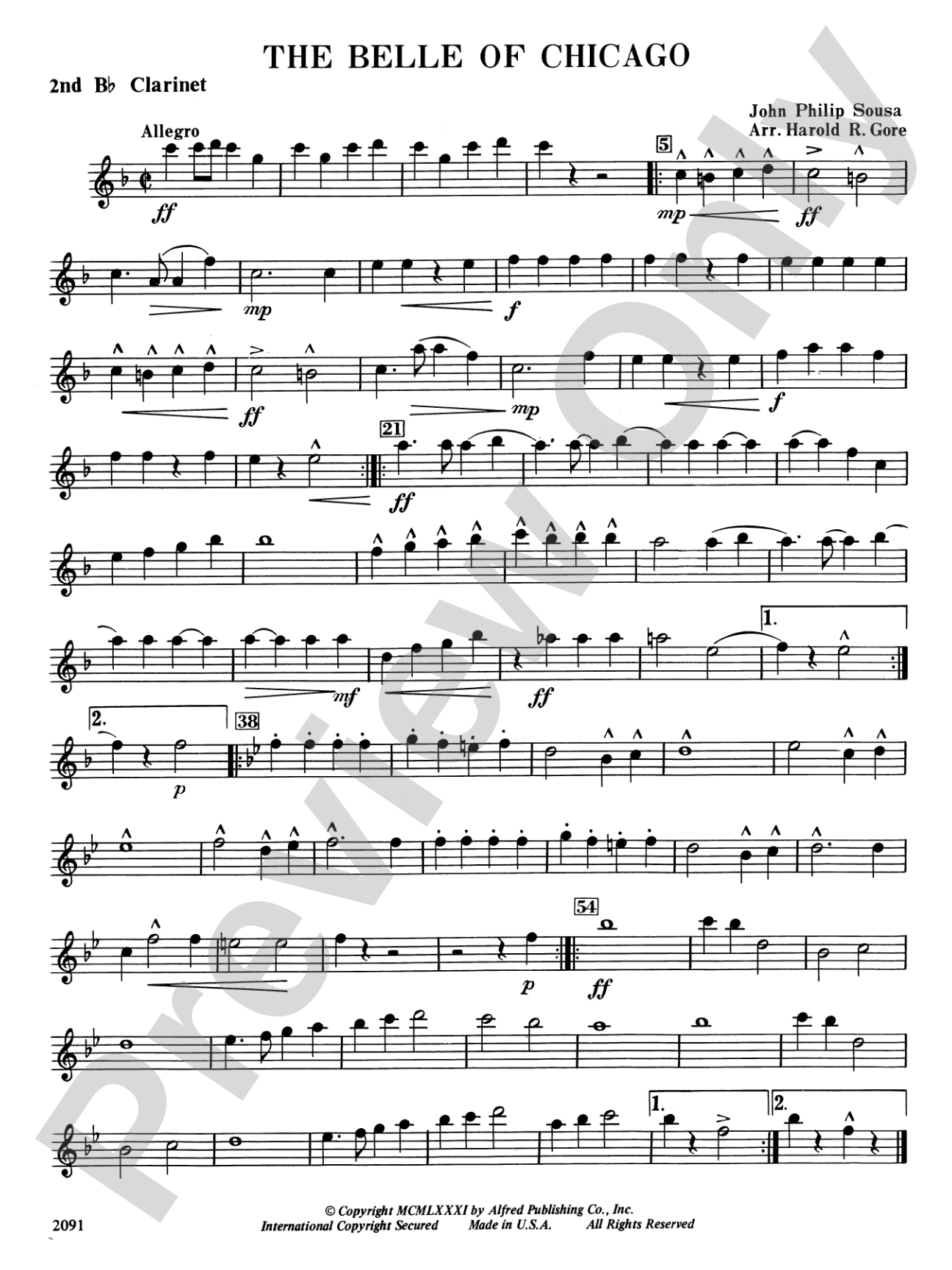 Belle of Chicago: 2nd B-flat Clarinet