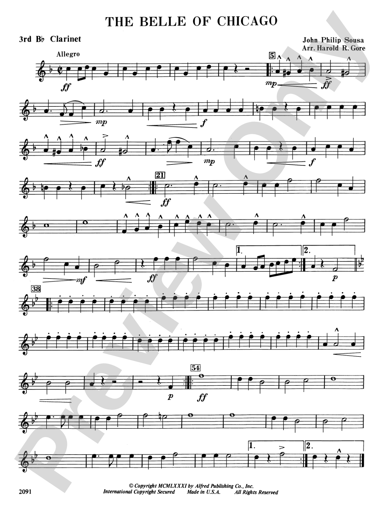 Belle of Chicago: 3rd B-flat Clarinet