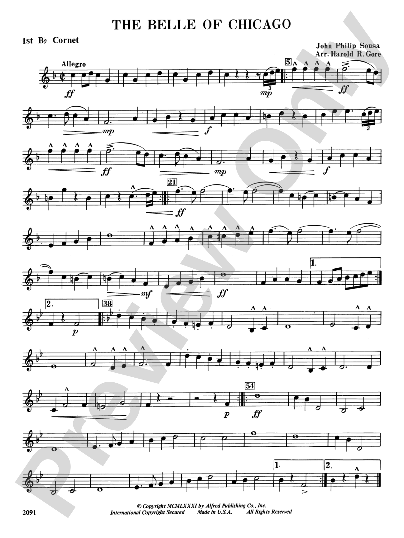 Belle of Chicago: 1st B-flat Cornet