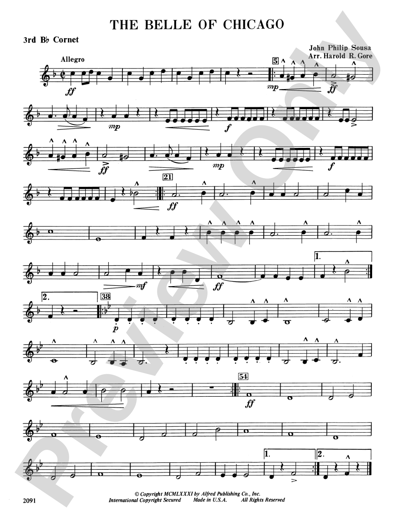Belle of Chicago: 3rd B-flat Cornet