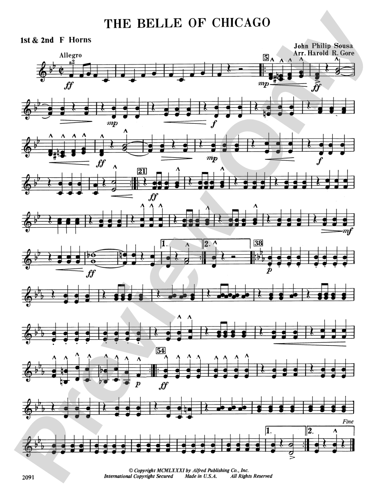 Belle of Chicago: 1st F Horn