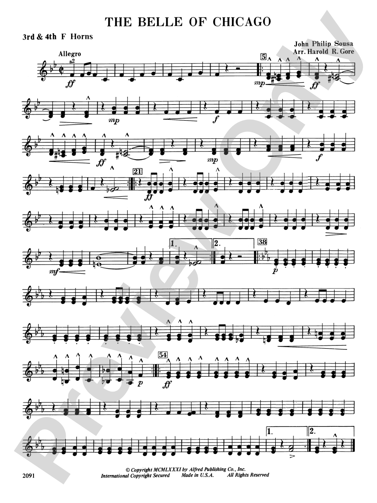 Belle of Chicago: 3rd F Horn
