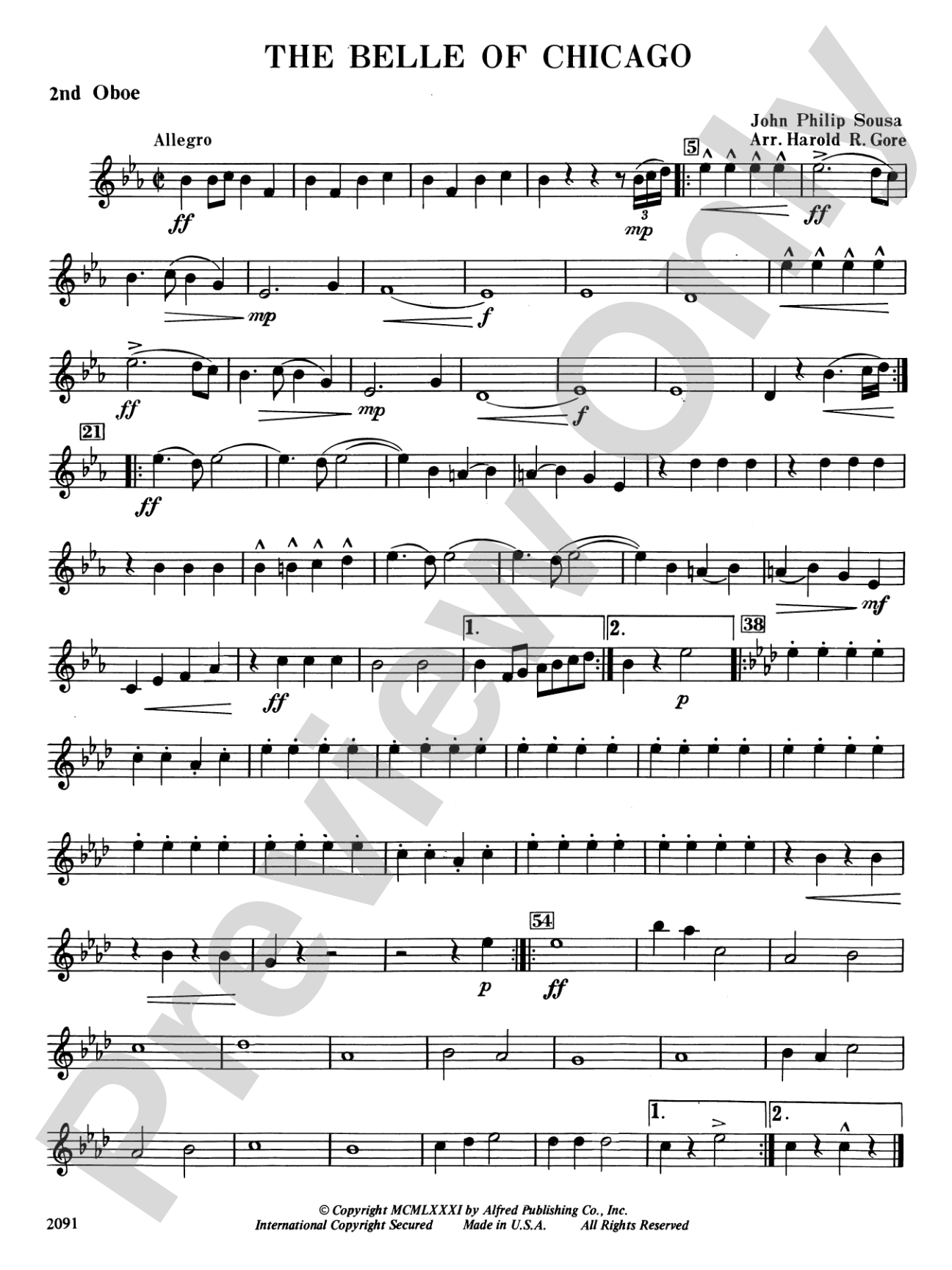 Belle of Chicago: 2nd Oboe