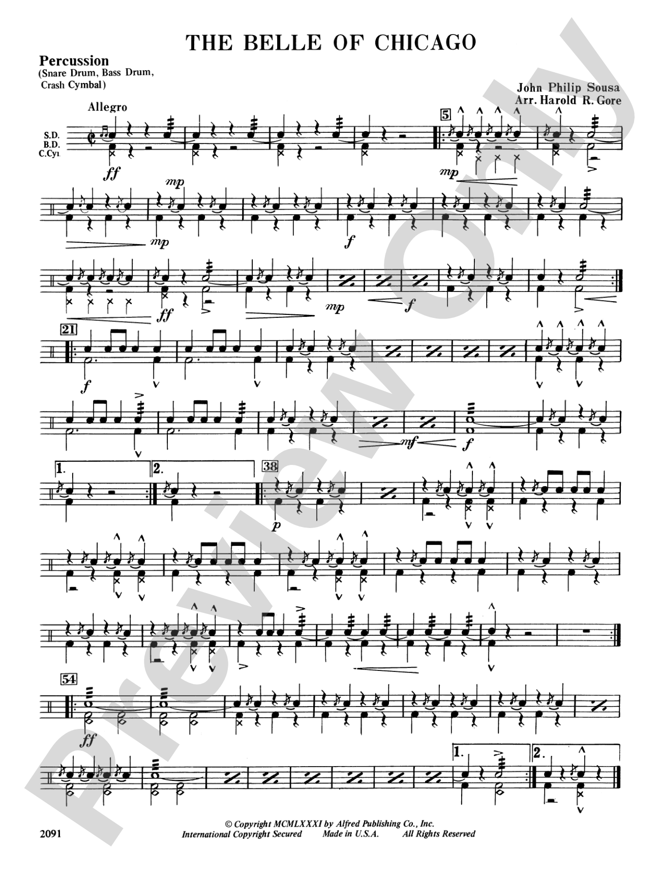 Belle of Chicago: 1st Percussion