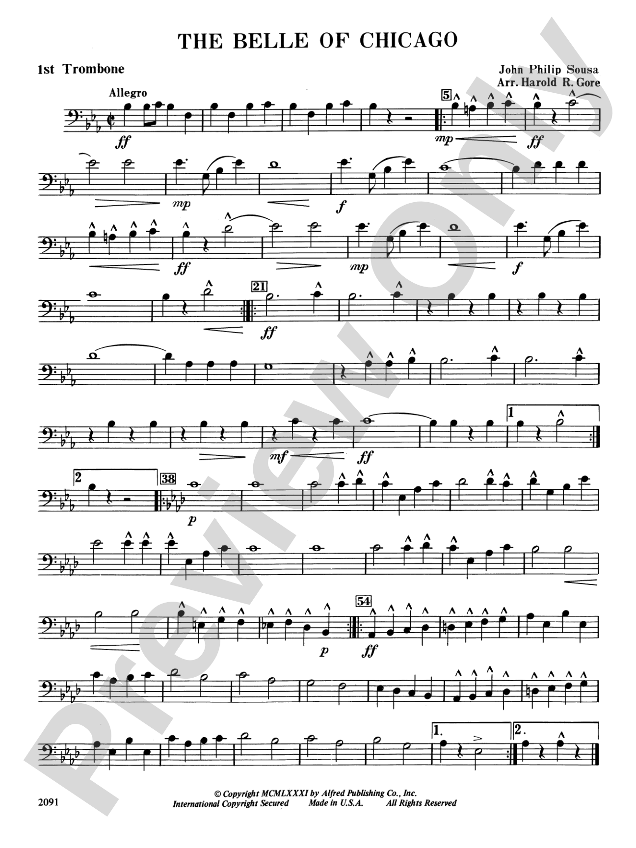 Belle of Chicago: 1st Trombone