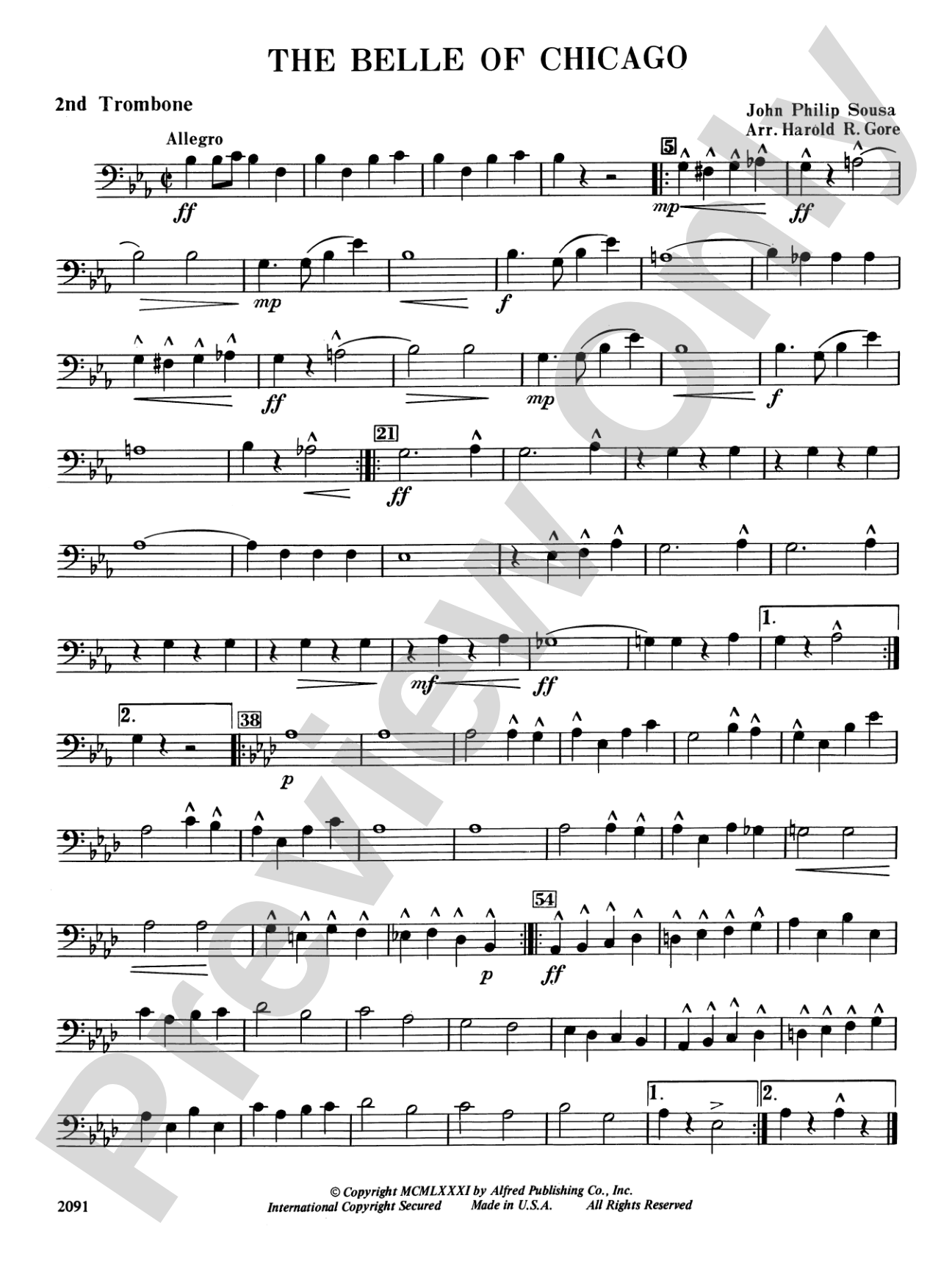 Belle of Chicago: 2nd Trombone